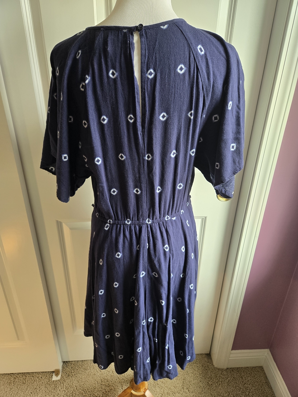 Old Navy Navy Blue Midi Dress with White Geometric Print - Medium - Picture 2 of 6
